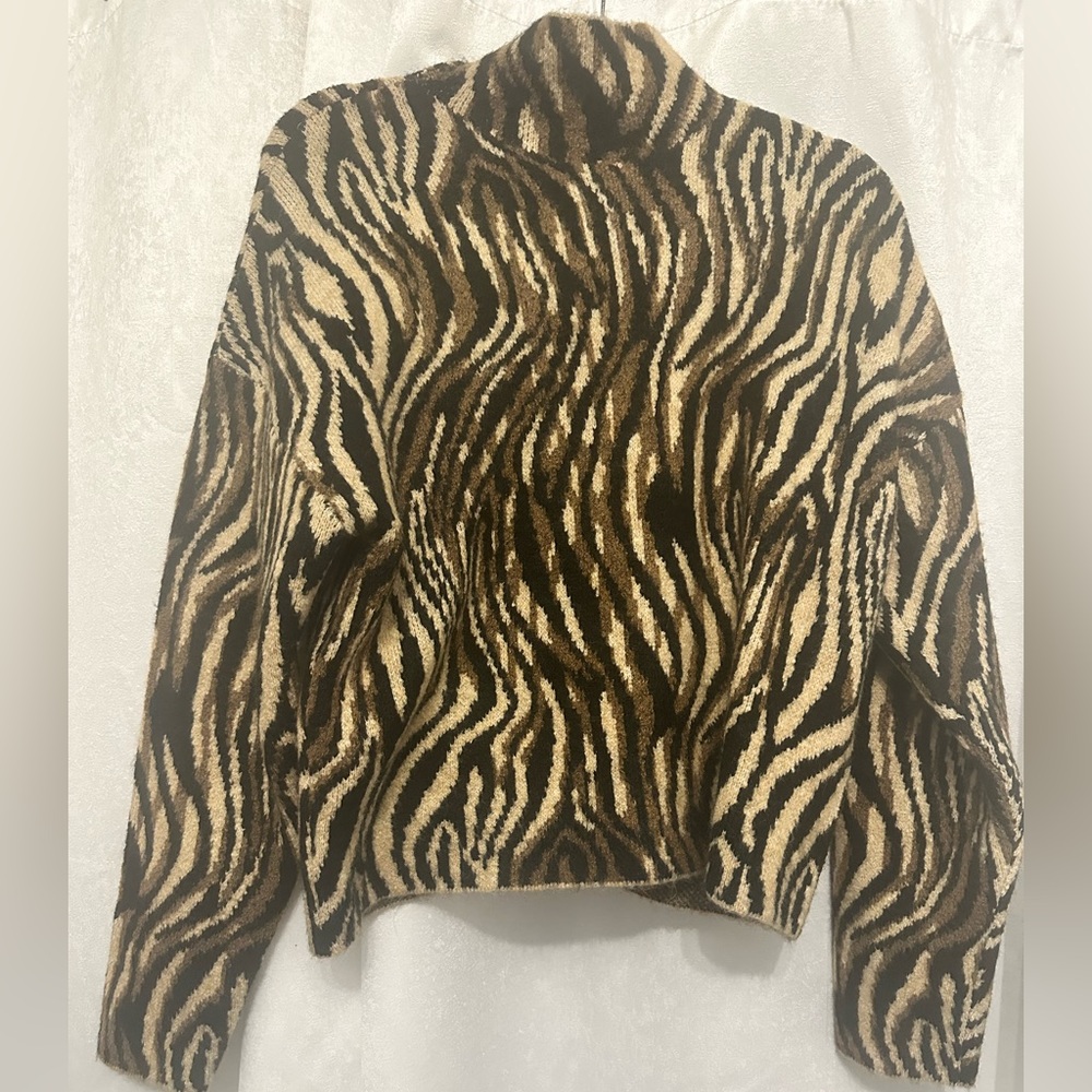 Zara Zebra Print Women's Turtleneck Sweater